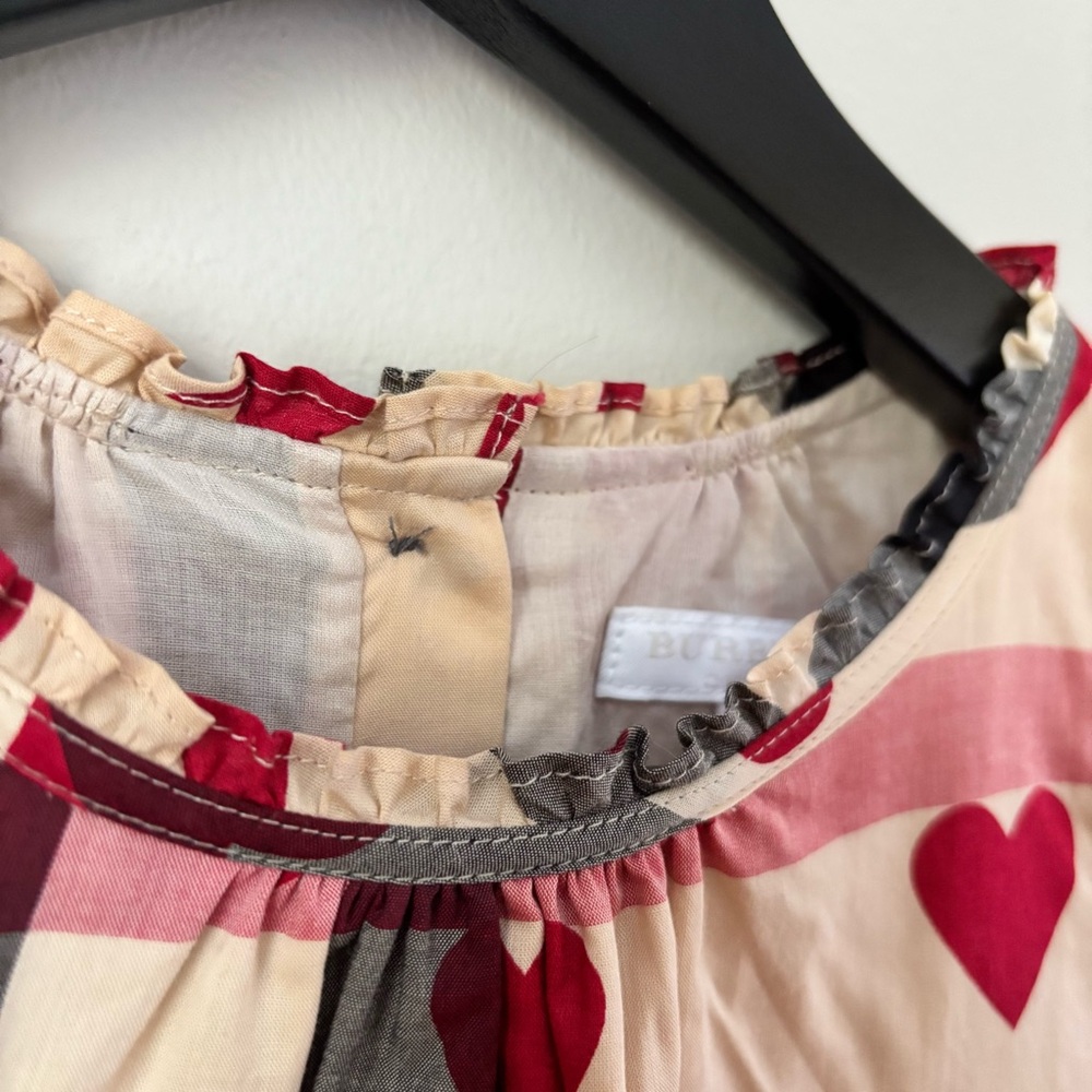 Burberry Kids Philippa Checked Heart Woven Dress Size 12 Luxury Cotton Classic - Picture 6 of 11